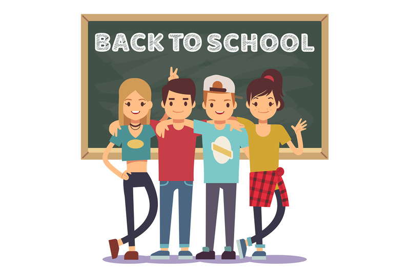 high-school-students-and-chalkboard-back-to-school-concept