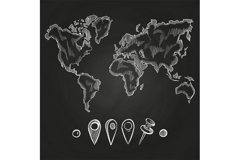 chalkboard-with-doodle-world-map-and-pins