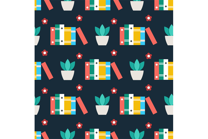 cute-seamless-pattern-with-books-plant-and-flowers