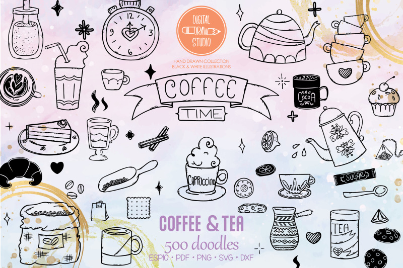 coffee-amp-tea-hand-drawn-cookies-espresso-machine-cups