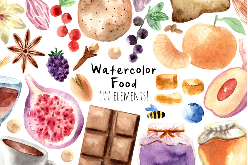 watercolor-food-100-cliparts