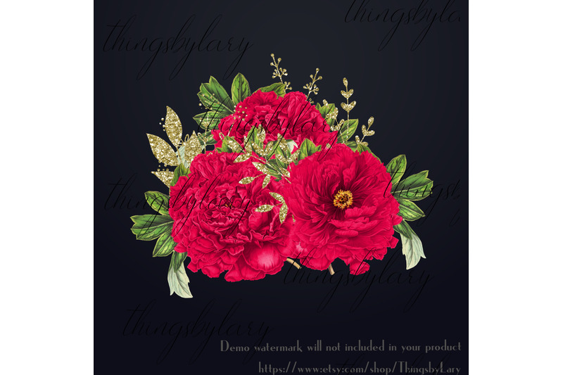 30-red-flowers-rose-peony-antique-old-bouquet-digital-images