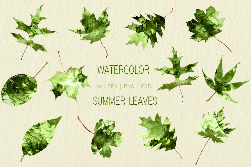 watercolor-summer-leaves