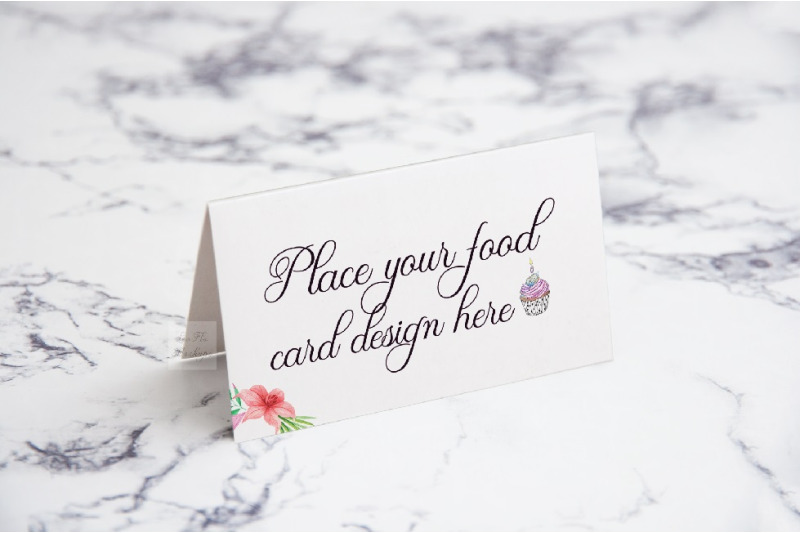 Free Mockup table food guest tag tent card psd buffet mock up name tag (PSD Mockups)