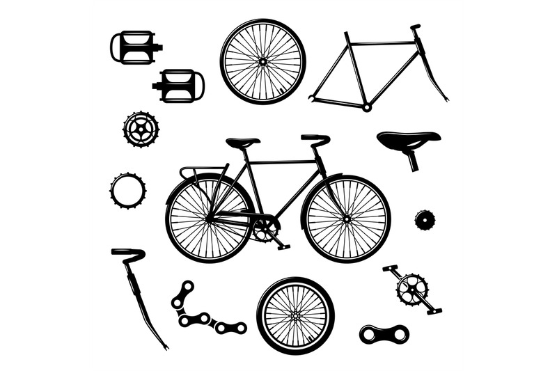 bike-parts-bicycle-equipment-and-components-isolated-vector-set