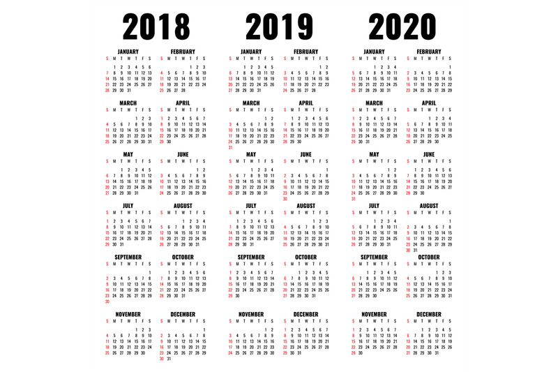 vector-calendar-template-2018-2019-and-2020-years