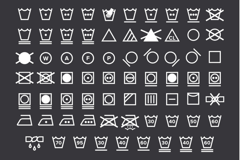 Laundry Care Symbol Icons Set By Running With Foxes | TheHungryJPEG
