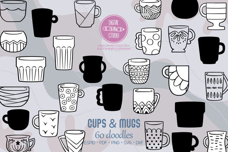 coffee-cup-decorated-tea-mugs-hand-drawn-glass-bowl