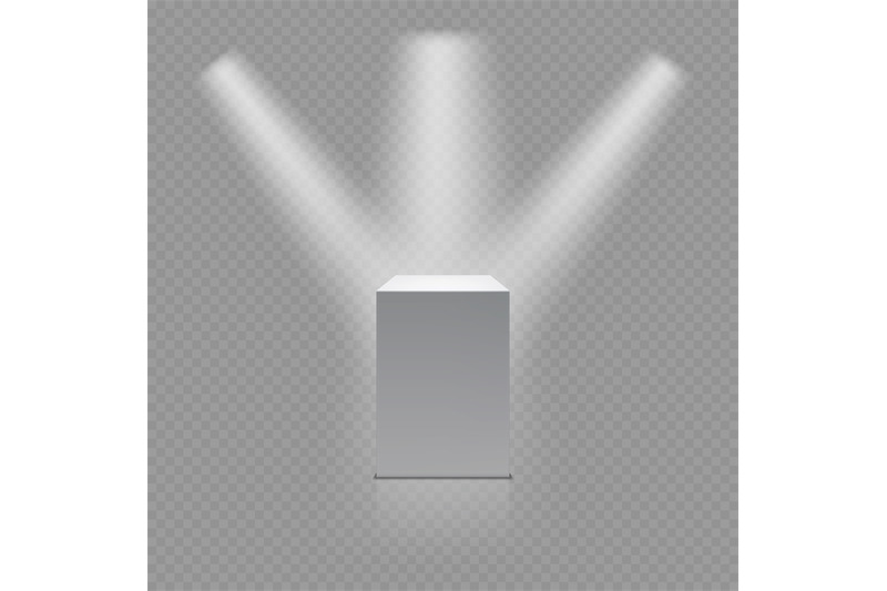 museum-pedestal-white-empty-3d-podium-and-spotlights