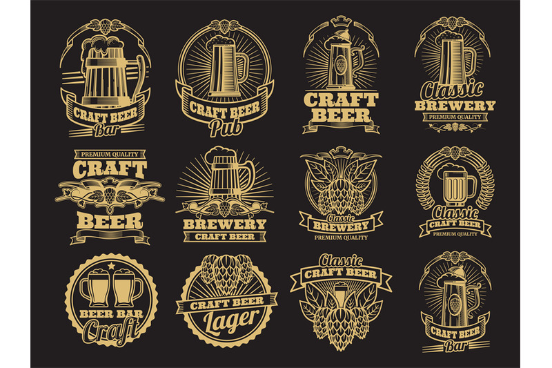 vintage-vector-beer-labels-on-black-background