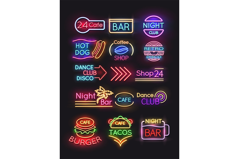 night-bar-burger-coffee-cafe-neon-signs-set