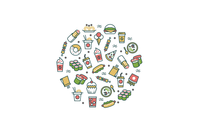 asian-fast-food-line-icons-concept