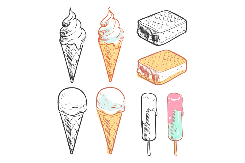 outline-and-colorful-sketch-ice-cream-collection