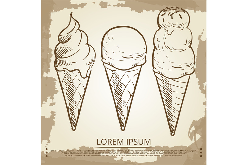 sketch-ice-cream-cones-on-grunge-vintage-page