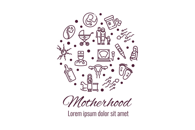 motherhood-thin-line-icons-round-concept
