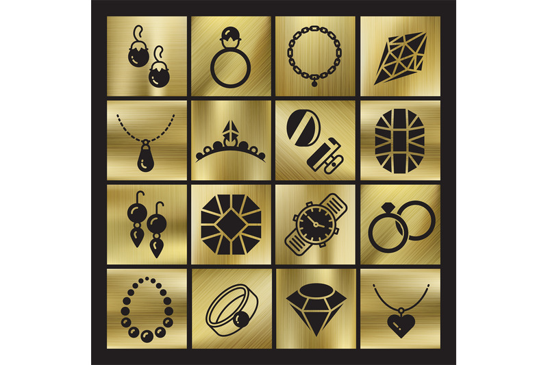 golgen-luxury-jewelry-icons-set
