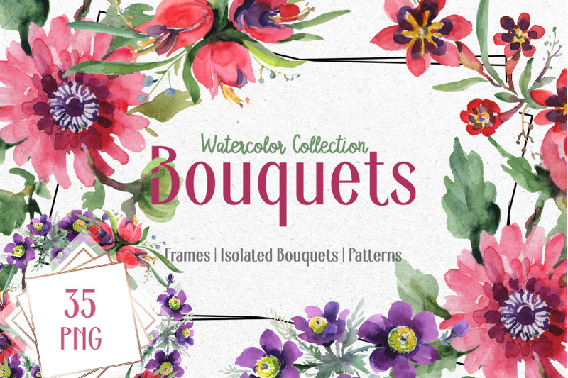 bouquets-red-flower-bright-watercolor-png-set