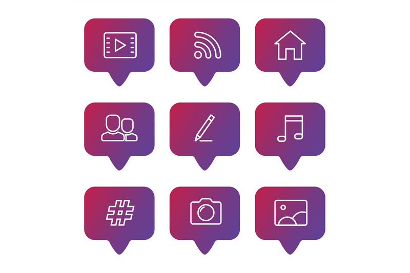 social-media-line-icons-set