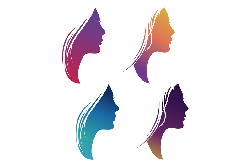 colorful-female-silhouette-set-isolated-on-white-background