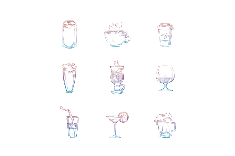 colorful-hand-drawn-drinks-set-on-white-background