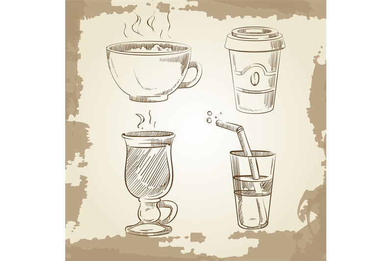 hand-drawn-coffee-tea-and-lemonade-on-vintage-background