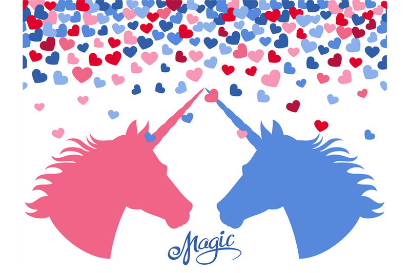 magic-background-with-falling-hearts-and-two-unicorns-in-love