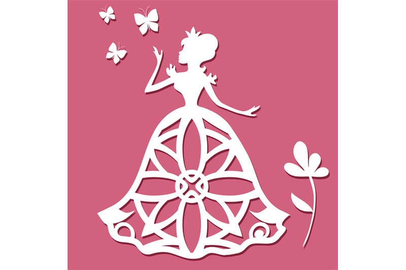 paper-carving-princess-with-butterflies-and-flower