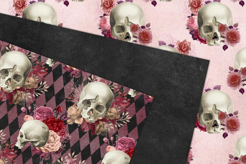 pink-skull-digital-paper