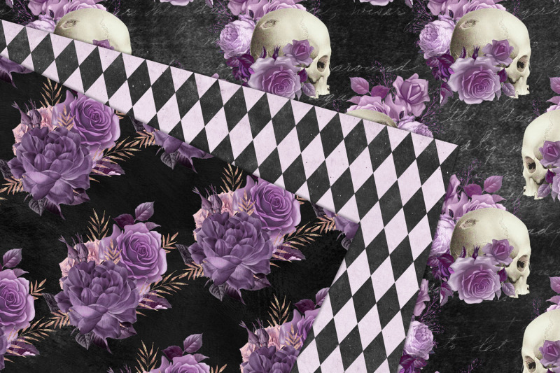 purple-skull-digital-paper