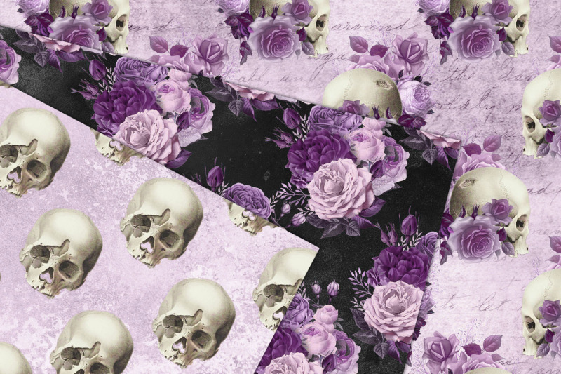 purple-skull-digital-paper