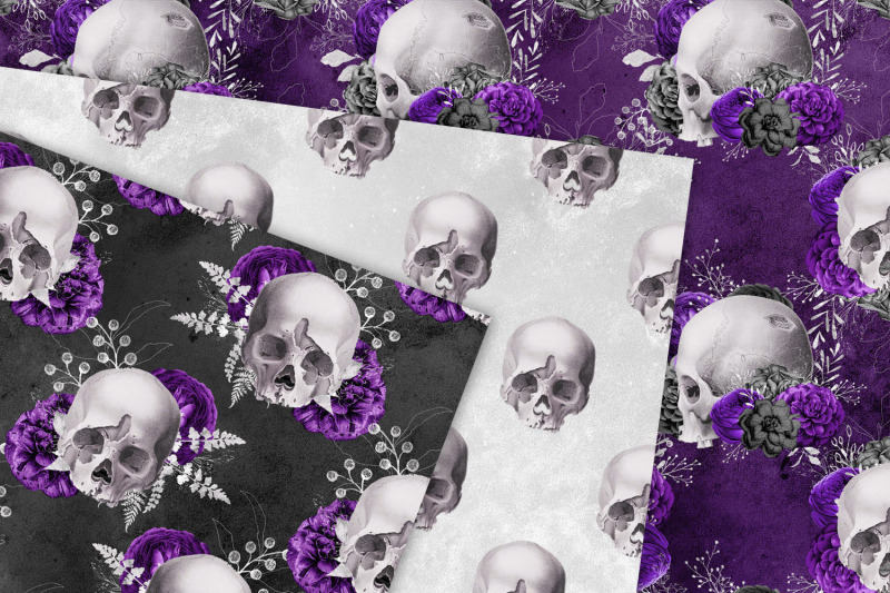 violet-skull-digital-paper