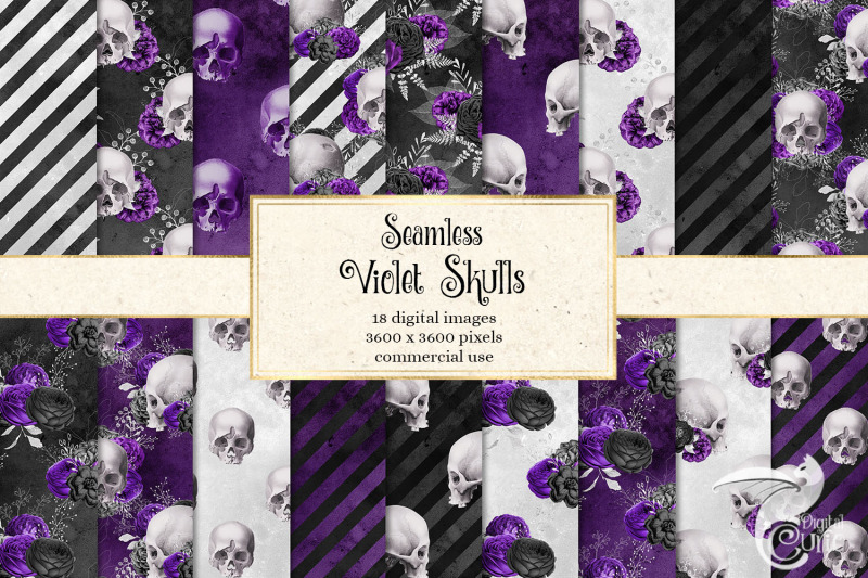 violet-skull-digital-paper