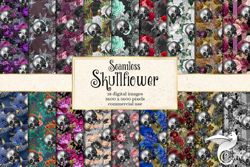 skullflower-digital-paper