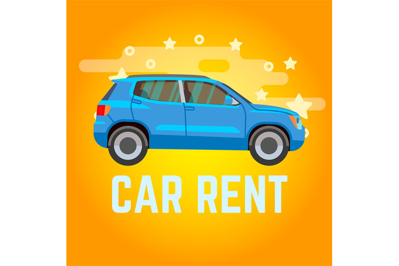 car-rent-vector-illustration-blue-suv-on-yellow-background
