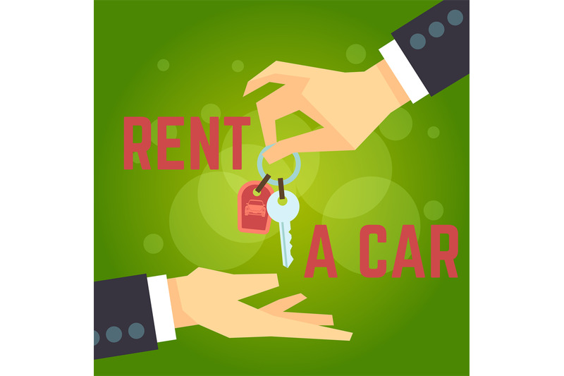 car-rent-vector-illustration-hand-holding-car-key-flat-style-concept