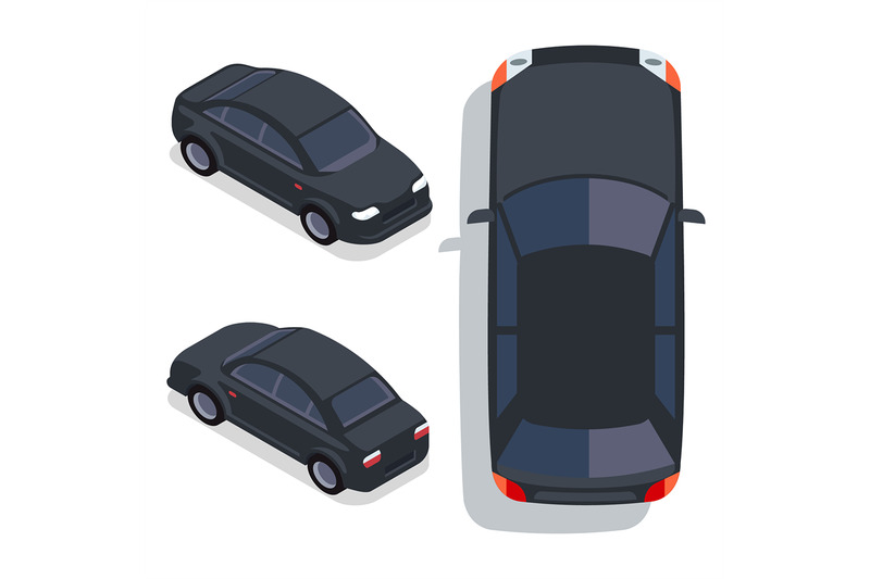 vector-flat-style-cars-in-different-views-black-sedan