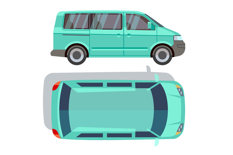vector-flat-style-cars-in-different-views-blue-minivan