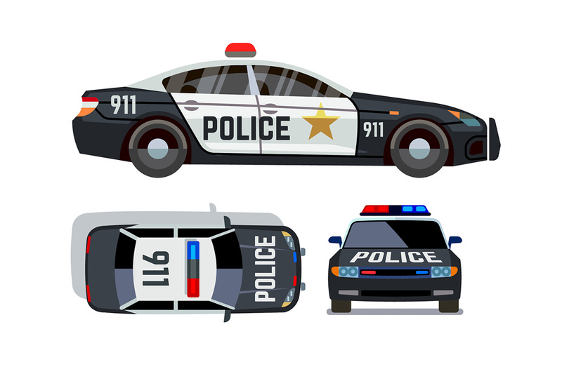 vector-flat-style-cars-in-different-views-police-car