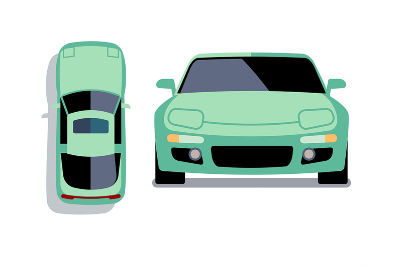 vector-flat-style-cars-in-different-views-turquoise-sport-car