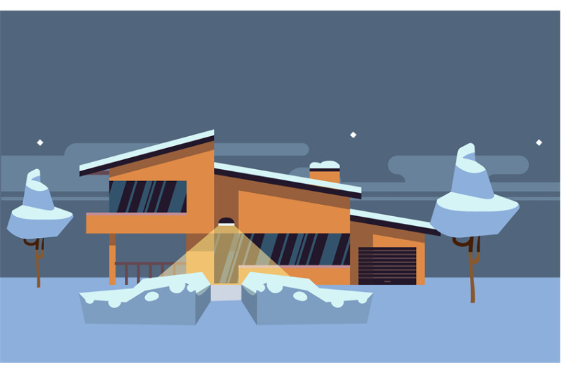 winter-country-house-flat-vector-illustration-orange-modern-home-with
