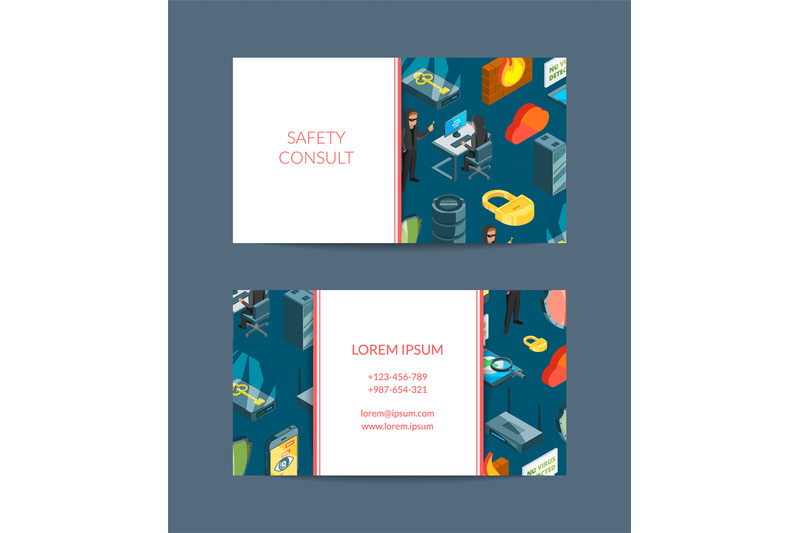 vector-isometric-data-and-computer-safety-icons-business-card
