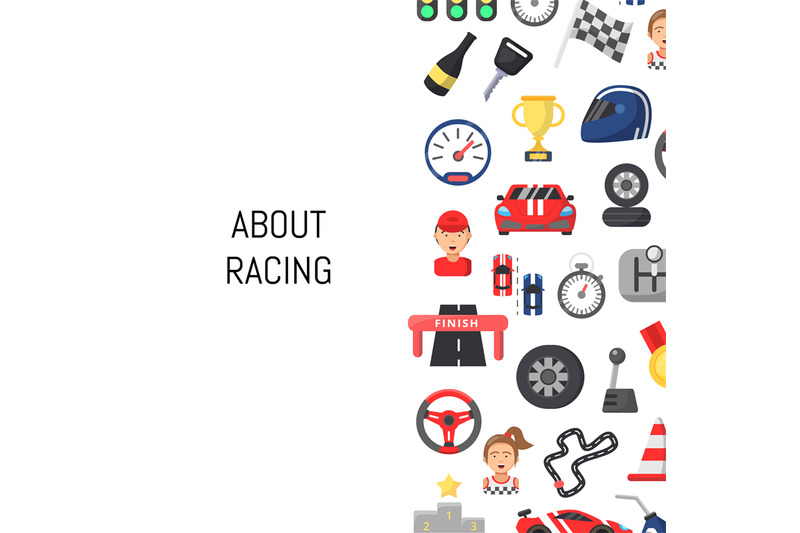 vector-flat-car-racing-icons-background-with-place-for-text-illustrati