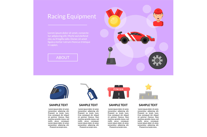 vector-flat-car-racing-icons-page-template-illustration