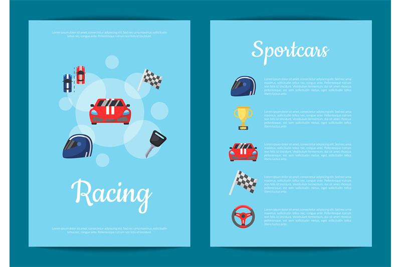 vector-flat-car-racing-icons-card-or-flyer-illustration
