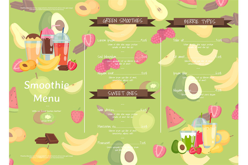 vector-flat-smoothie-cafe-or-restaurant-menu-template-illustration