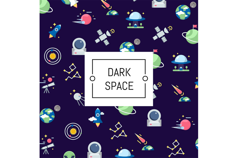 vector-flat-space-icons-background-with-place-for-text-illustration