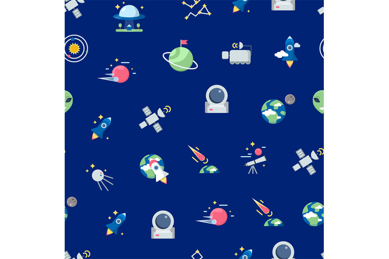 vector-flat-space-icons-pattern-or-background-illustration