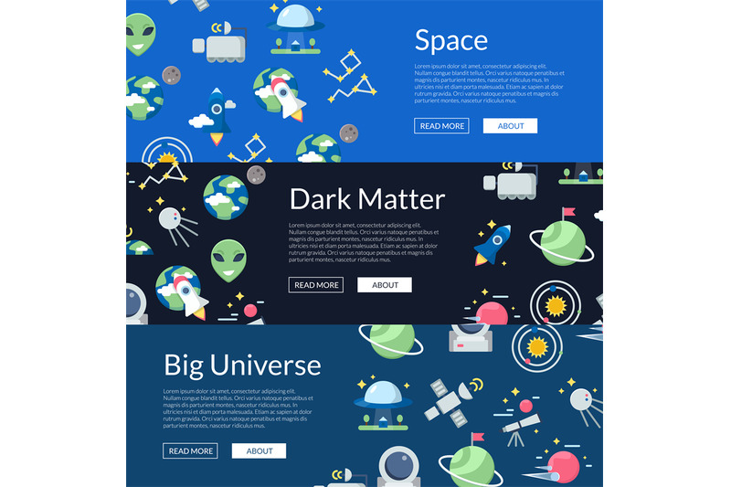 vector-flat-space-icons-web-banner-templates-illustration