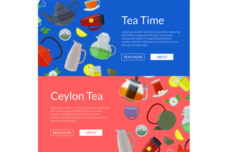 vector-cartoon-tea-kettles-and-cups-web-banner-templates-illustration