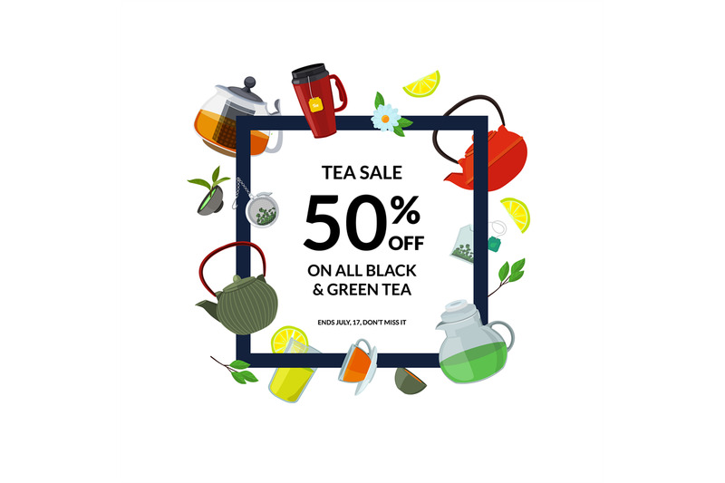 tea-drinking-frame-vector-cartoon-tea-kettles-and-cups